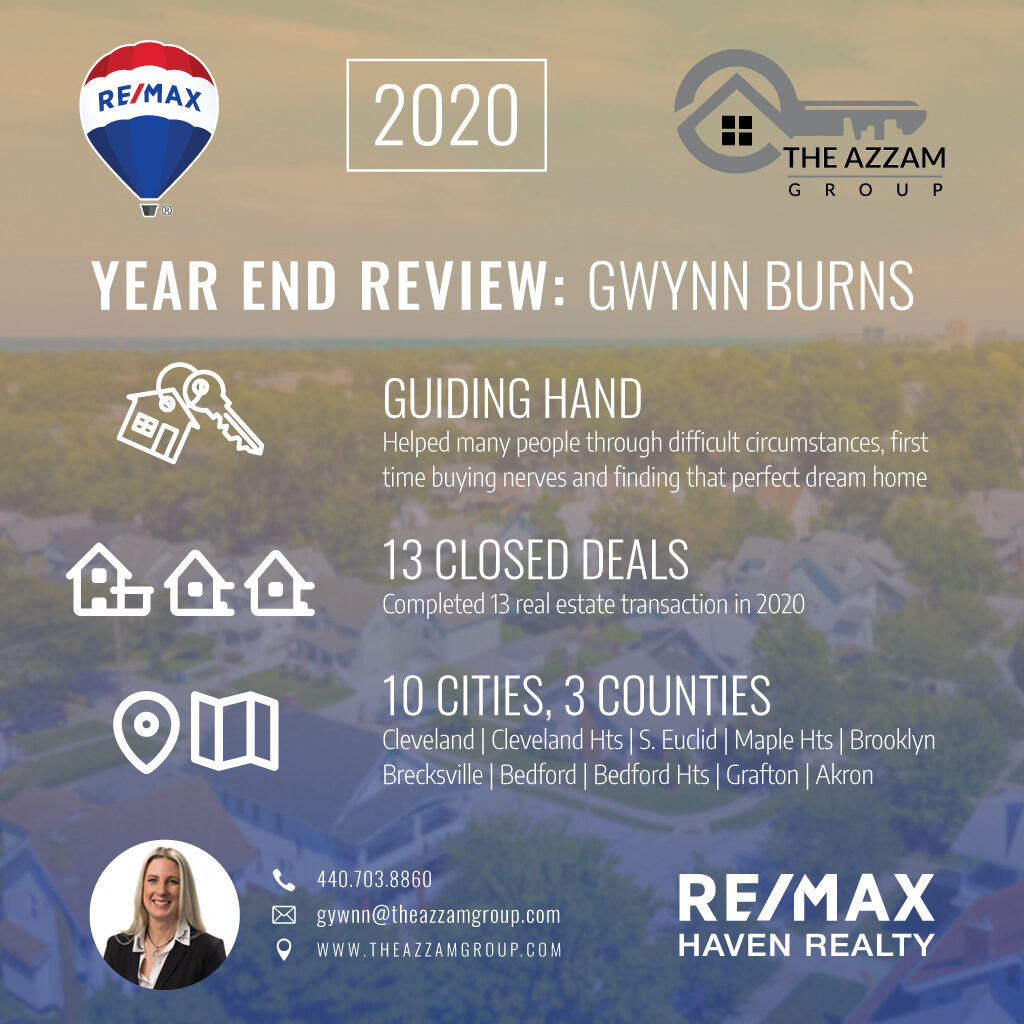 Gwynn Burns: 2020 Review | Cleveland Real Estate Agent | The Azzam Group at RE/MAX Haven Realty